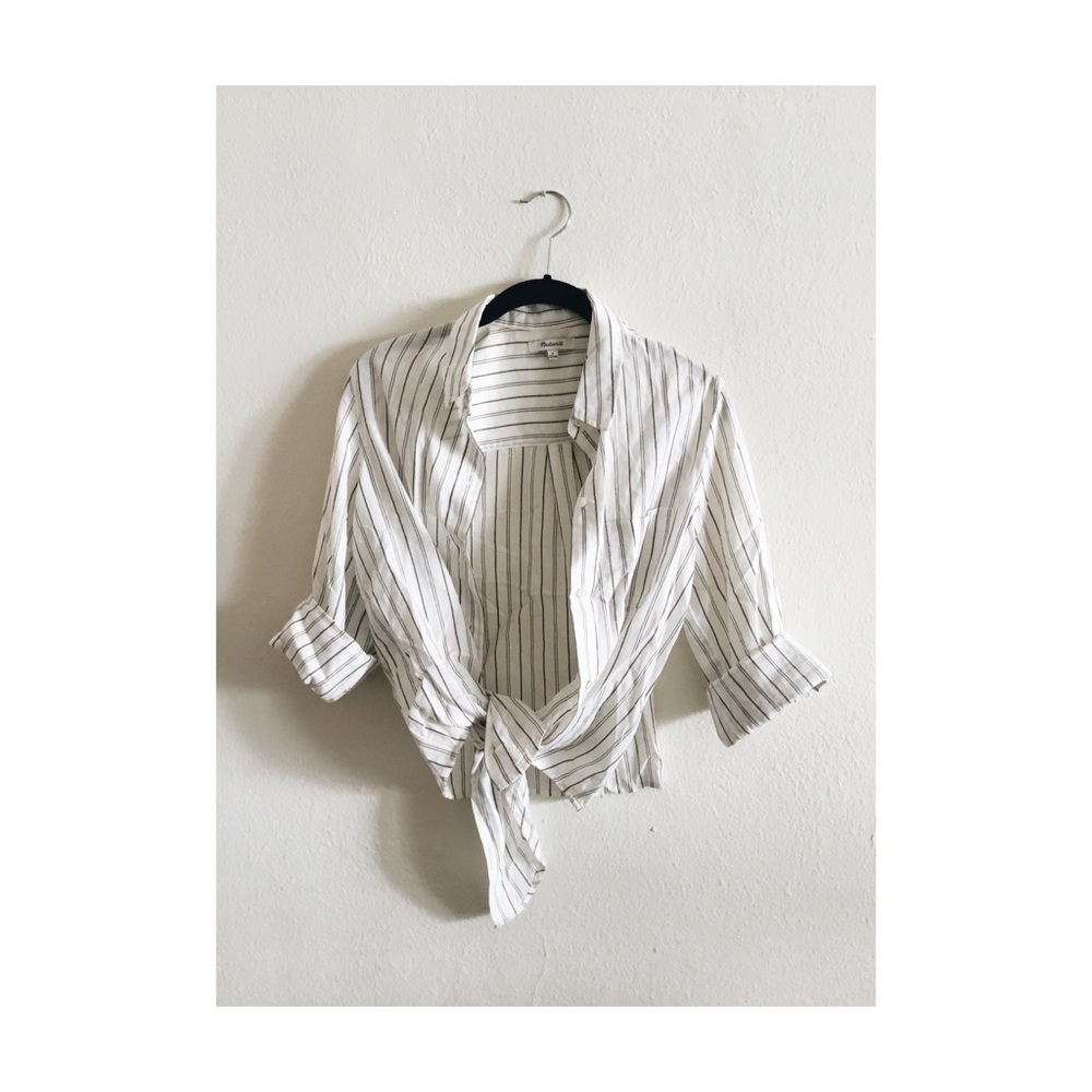Madewell striped button-down tee with tie